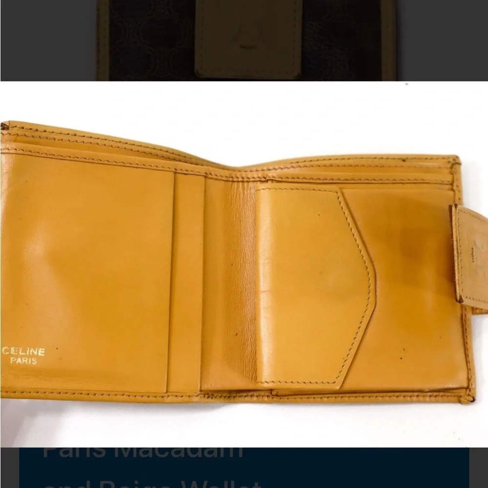 Celine Gamaguchi Paris Macadam and Beige Wallet with Dust Bag and COA